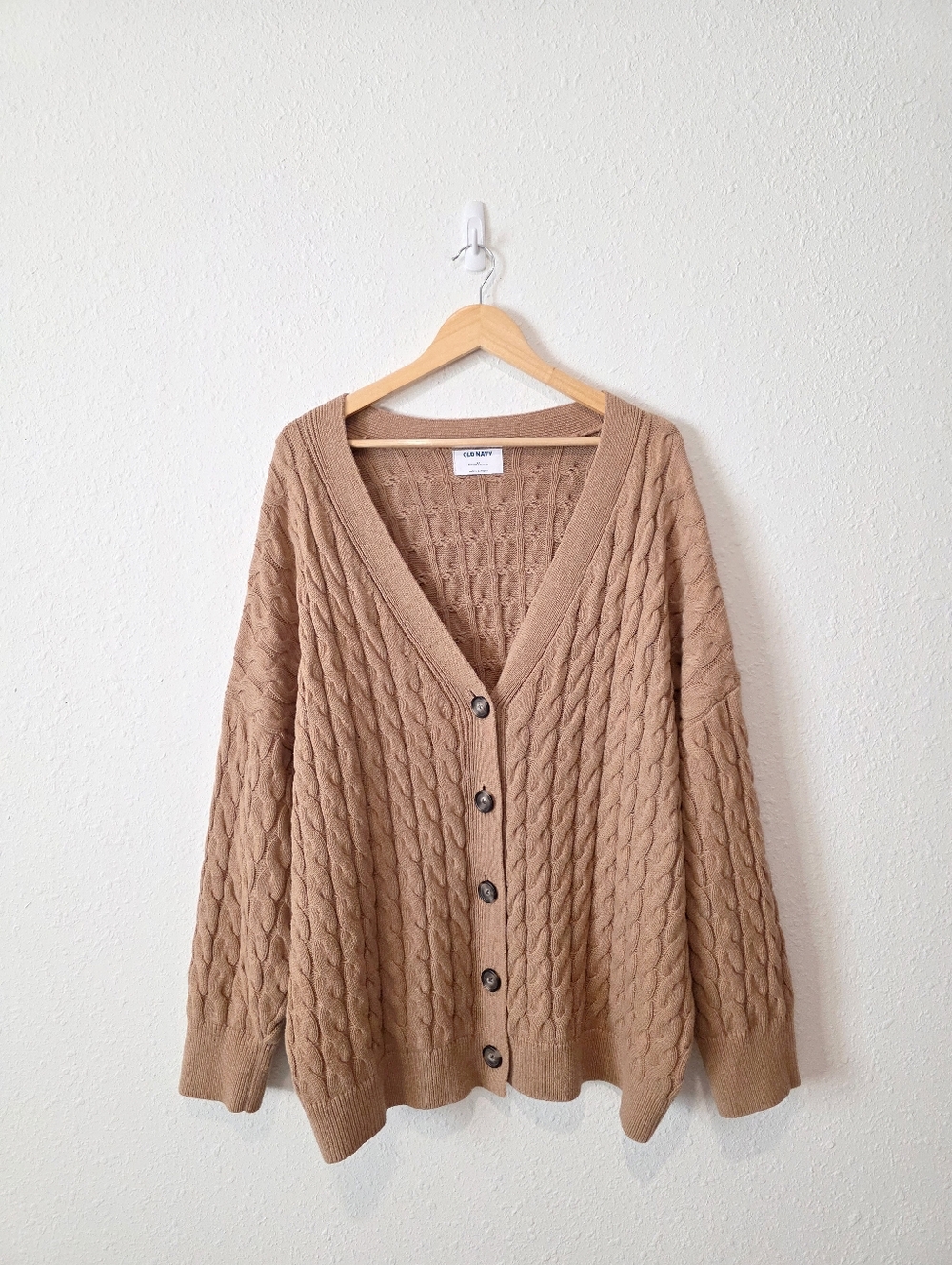 Cotton Cable Knit Cardigan Sweater 3X